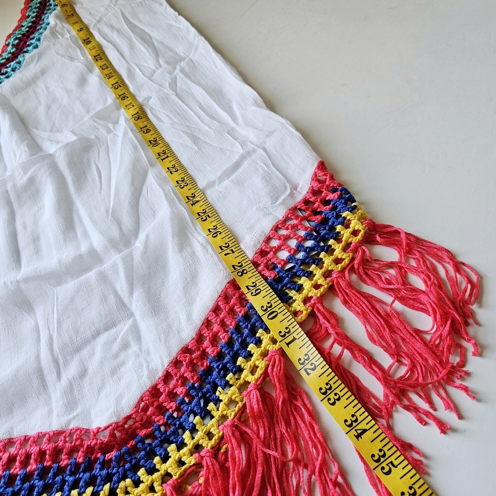 Cupshe White Crochet Tassel Beach Cover Up Tunic Boho Fringe Swim Coverup S/M - Picture 11 of 13